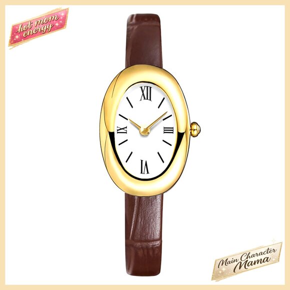 Gold-Tone Oval Dial Bangle Watch, Quartz Movement, 24mm, Water Resistant main image 5